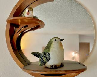 Pair of Art Deco Crescent Moon Stair Shelf Mirror
