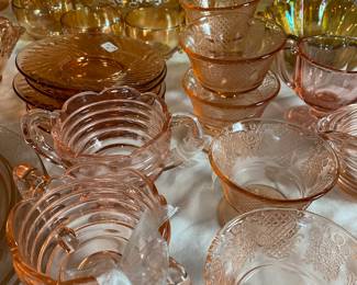 Assortment of Pink Depression Glass