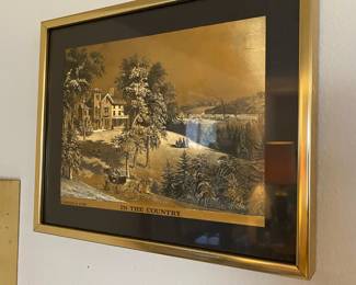 Currier and Ives Gold Foil Etching - In The Country