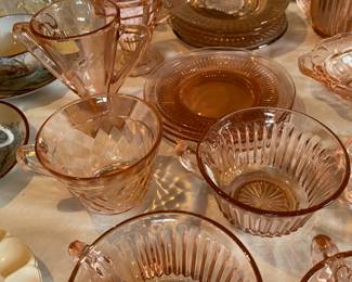 Assortment of Pink Depression Glass