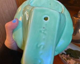 Pair of USA Cameron Clay Pottery Peacock Wall Pocket Planter
