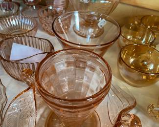 Assortment of Pink Depression Glass