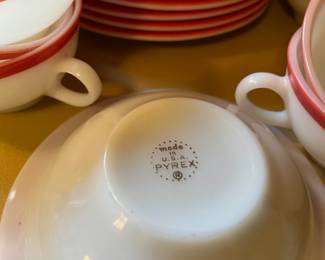 1950's PYREX Pink Flamingo Milk Glass Set
