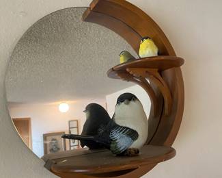 Pair of Art Deco Crescent Moon Stair Shelf Mirror

