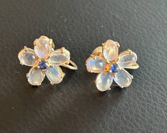 Tiffany & Co. 14k moonstone & Saffire earrings