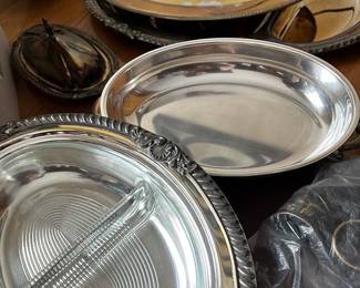 Variety of Silverplated Serving Dishes and Platters