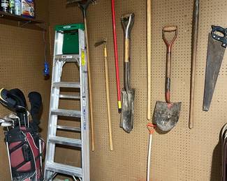 Mens' Golf Clubs and Variety of Yard Tools