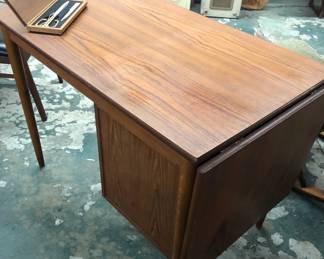 MCM Teak Dropleaf Sliding Top Desk