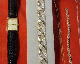 Heavy 14K man's bracelet with Diamonds 