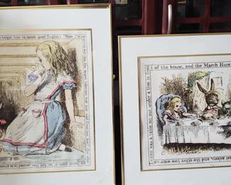 Large Alice in Wonderland framed illustrations (perfect for kids room)