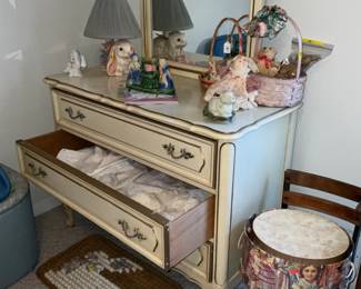 Short chest of drawers with matching mirror
