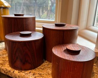 MCM Teak Canister Set
