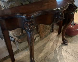 Lion Carved Entry Table 