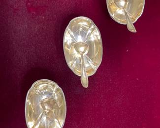 antique Sterling silver salt cellars with spoons