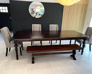 Mahogany solid wood dining table and bench 