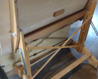 drafting table, scales, T squares