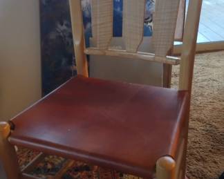 leather seat solid wood chair, handmade by family member