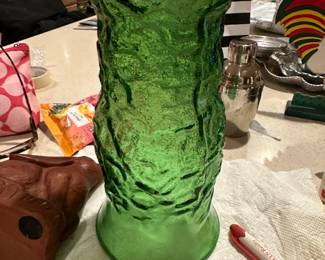 green glass vase