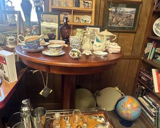 high top wood table, barware