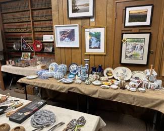 china, plates, glasses, local art