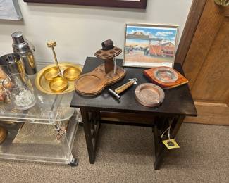 Lucite bar cart on wheels