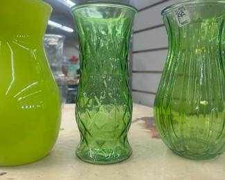 green glass vases 