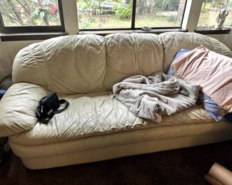 Beige leather sofa