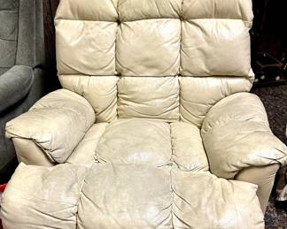 Beige leather recliner