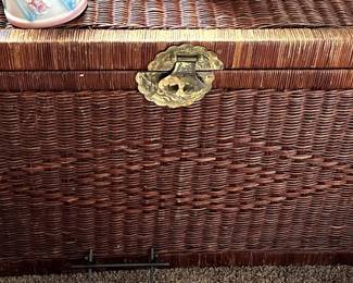 Wicker storage trunk