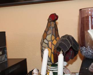 Stained glass Rooster lamp
