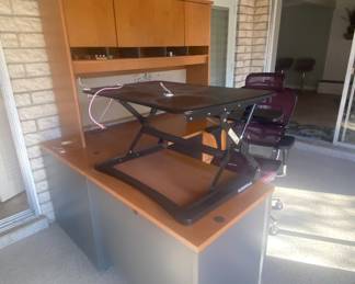 5 piece desk with shelves 2 stand up desks 