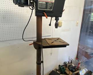 Sears Crafstmam Drill Press. Metal fire bucket