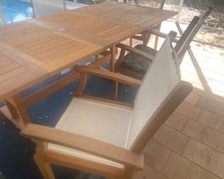 Adjustable Teakwood table and 6 chairs