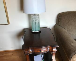 The other matching solid wood end table! There is a matching console table and even a smaller pedestal too!