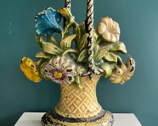Hubley, c 1930, basket of flowers cast iron doorstop
