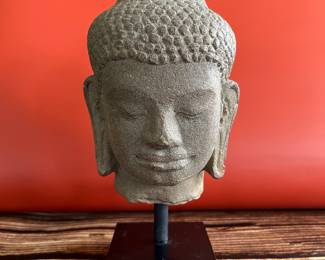 Head of Buddha, sandstone, 12th century, Khmer Cambodia