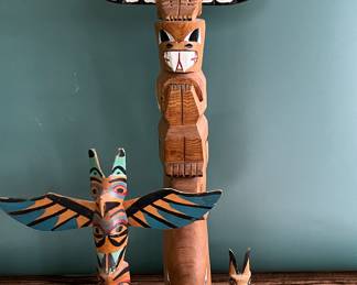 Vintage totem poles from Wales, Alaska