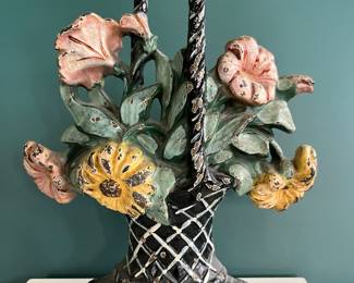 Hubley, c 1930, basket of flowers cast iron doorstop