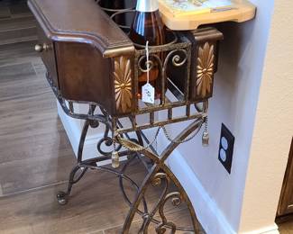 Wine Table - Wood with Wrought Iron Base