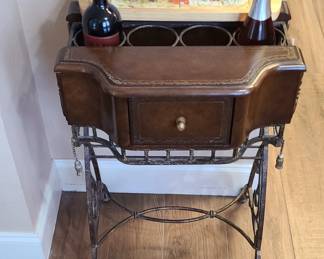 Wine Table - Wood with Wrought Iron Base