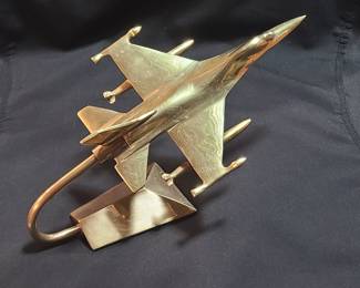 Brass F-16 Falcon Fighter Jet 