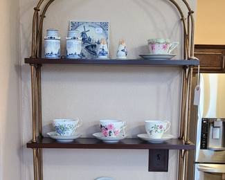 Wrought Iron and Wood Wall Mount Curio Shelf