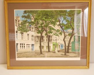 French Courtyard Lithograph by Denis Paul Noyer Signed Ltd. Ed. 