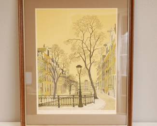 Parisian Town Scene Lithograph by Denis Paul Noyer Signed Ltd. Ed. 