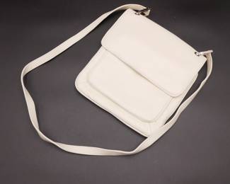 Cream Faux Leather Crossbody Bag 