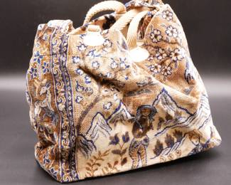 First Class Beige & Blue Carpet Tote 