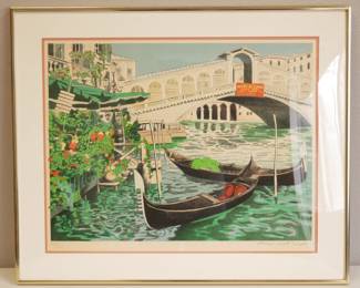 Bridge Over Canal Lithograph by Denis Paul Noyer Signed Ltd. Ed. 