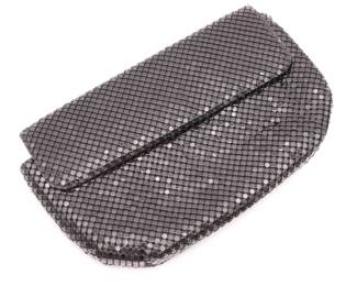 Reflective Black Metal Mesh Clutch 