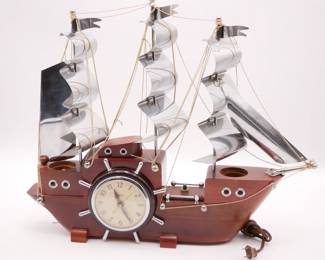 Sessions United Clipper Ship Electrified Table Clock 
