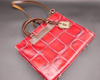 Dooney & Bourke Janine Croc Red Leather Handbag 